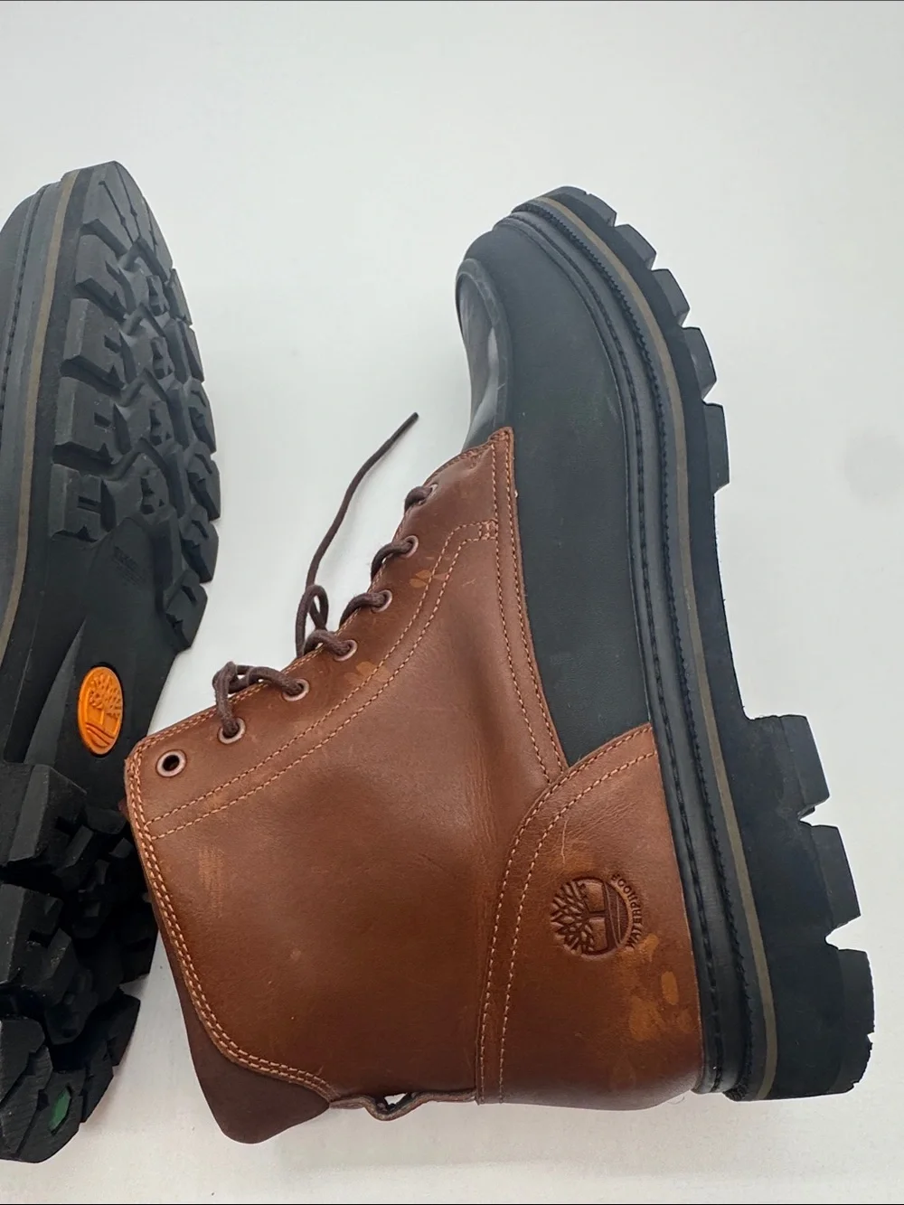 Timberland Men's 12 Two-Tone Brown & Black Lace-Up Work Boots